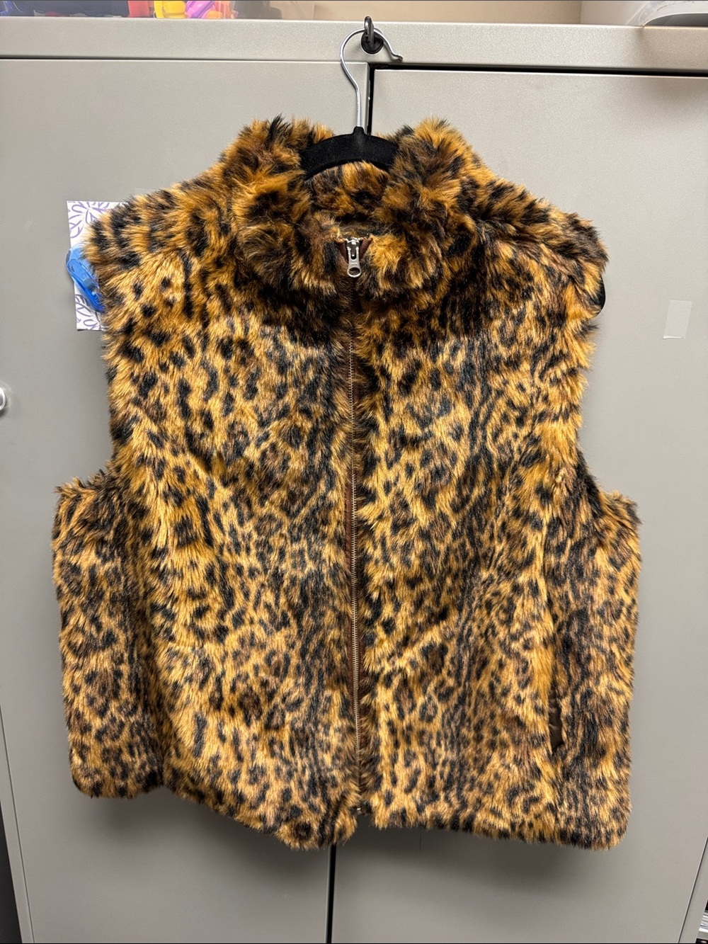 J.Crew Faux Fur Leopard Print Vest